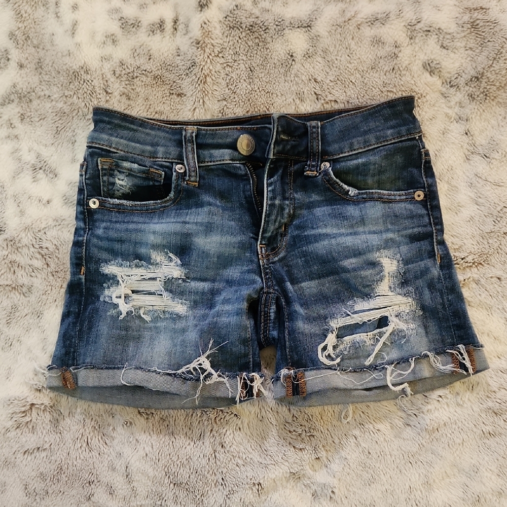 American Eagle Outfitters Ripped Blue Jean Shorts